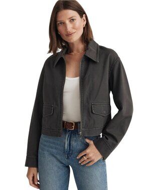 Madewell Cropped Utilitarian Jacket (Re)generative Chino Dark Pavement Size XXS